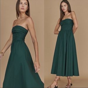 NEW Reformation Lissa Dress Forest Green Size 4